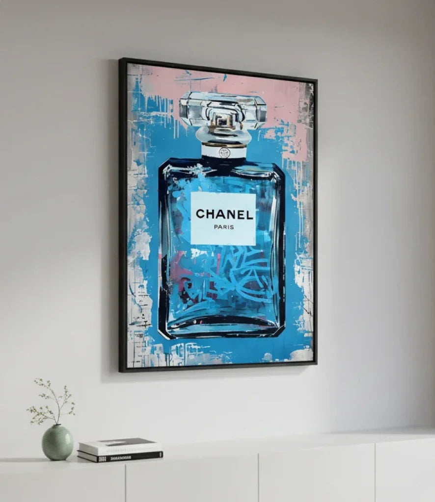 tableau moderne parfum luxe bleu et rose pour chambre