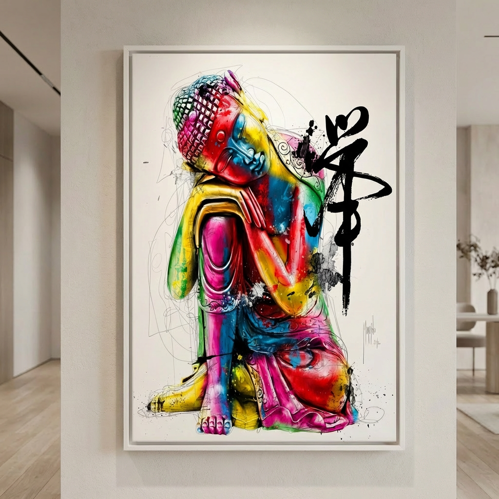 tableau mural bouddha coloré design contemporain