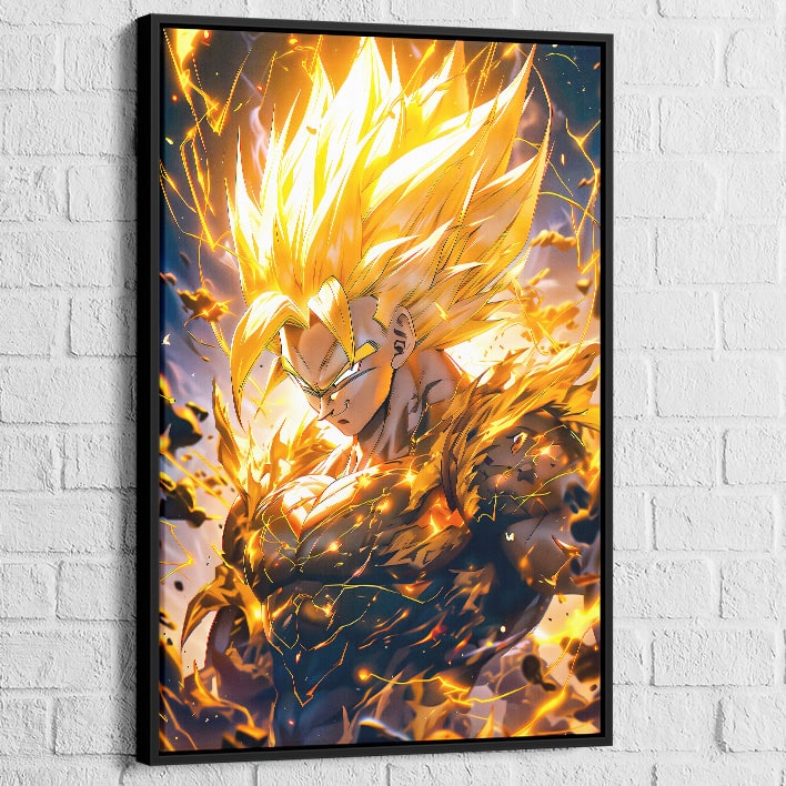tableau mural dragon ball guerriers saiyans