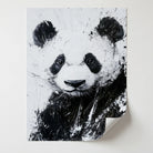 tableau panda regard intense noir et blanc