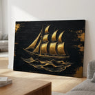 tableau voilier doré moderne décoration murale luxe