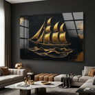 tableau voilier or et noir design moderne