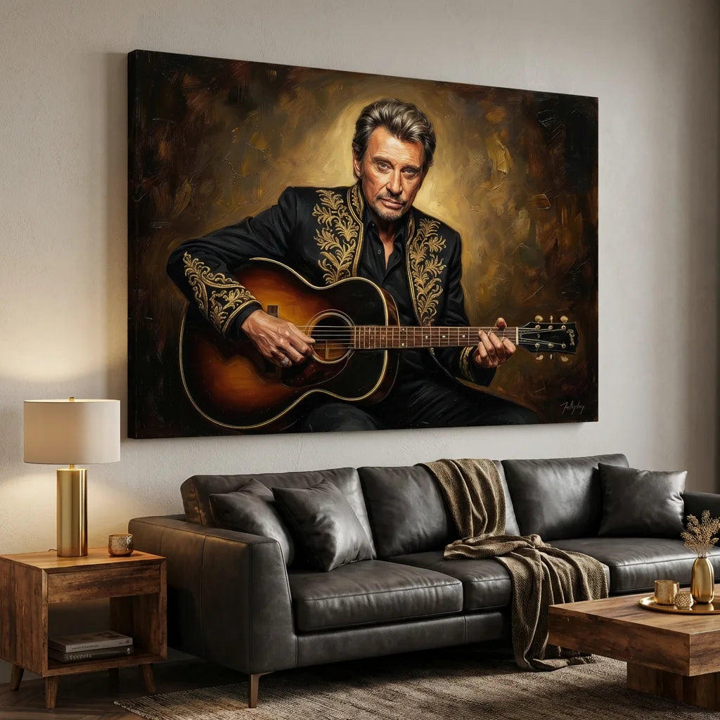 tableau johnny hallyday toile tendue moderne