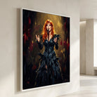 tableau mylene farmer cadre blanc flottant moderne