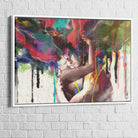 Tableaux Moderne le couple Amoureux 75x100cm / Cadre Blanc Toile Imprimée