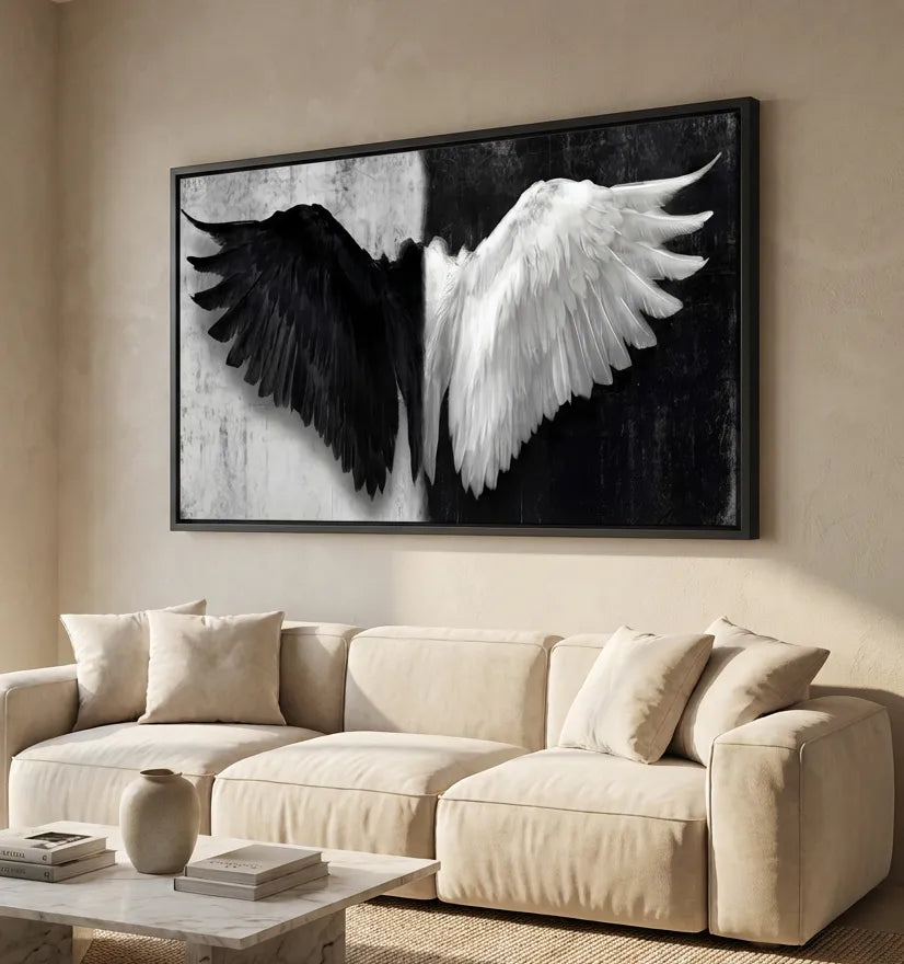 toile murale noir blanc contraste artistique intérieur