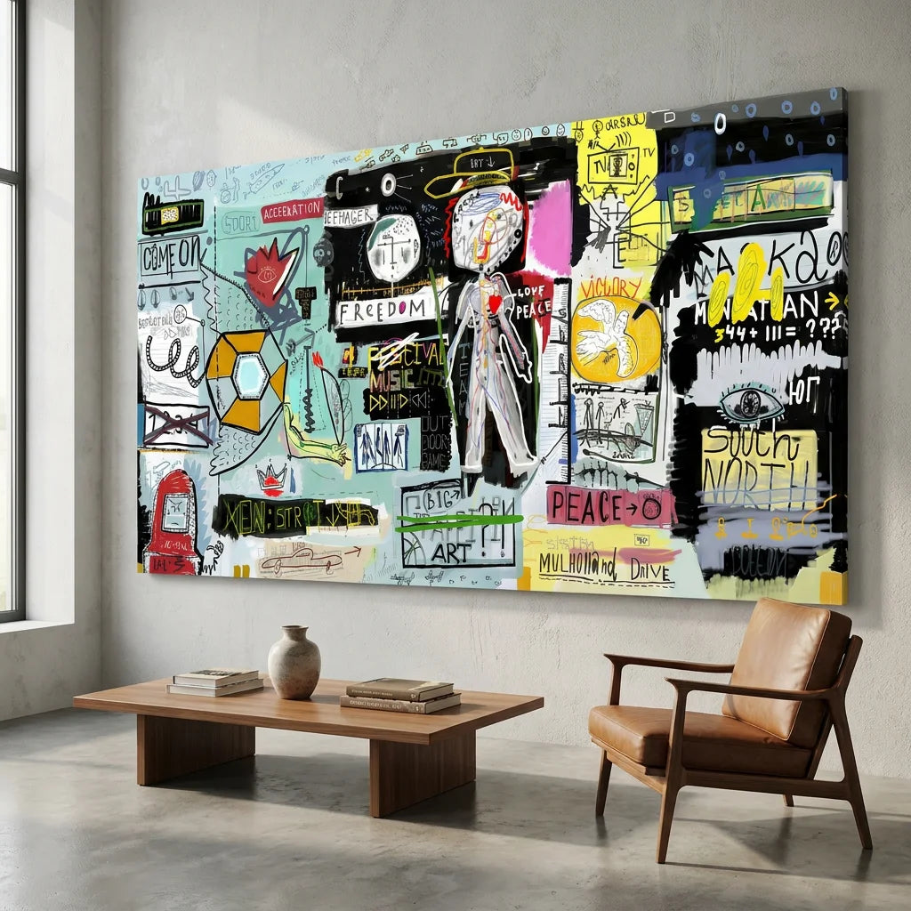 Tableau Street Art Basquiat In Italia - 80x40cm / Toile tendue sur châssis - Tableau Street Art