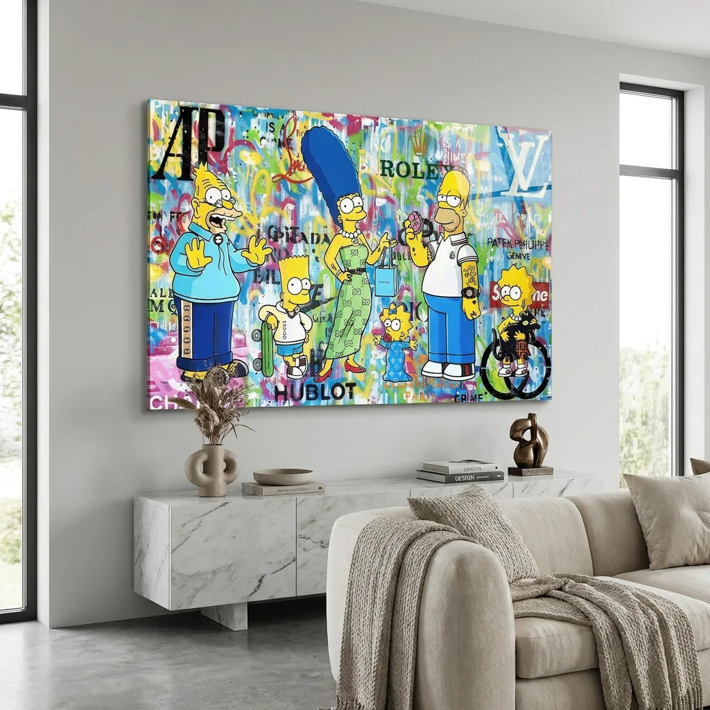 Œuvre murale Simpson Fashion ambiance luxe et graffiti
