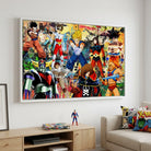 Œuvre murale pop culture avec personnages de science-fiction rétro