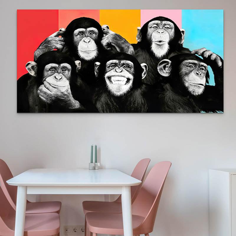 Tableau Pop Art Chimpanzés - Montableaudeco
