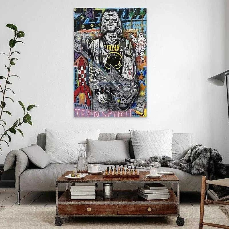 Tableau Street Art Kurt Cobain Teen Spirit - Montableaudeco