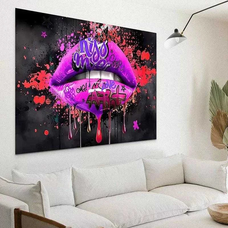 Tableau Street Art Kiss Lips - Montableaudeco