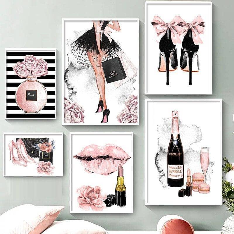 Affiche Fashion Luxe et Champagne 7 Pièces - Montableaudeco