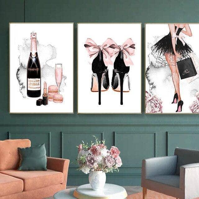 Affiche Fashion Luxe et Champagne 7 Pièces - Montableaudeco