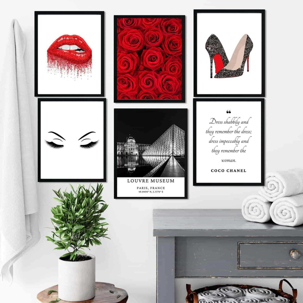 Affiche Fashion Rouge et Noir 6 Pièces - Montableaudeco