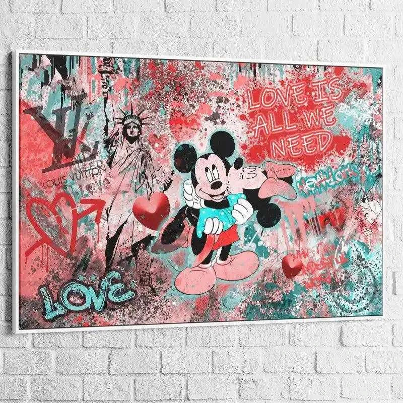 Tableau Street Art Mickey Love Is All - Montableaudeco