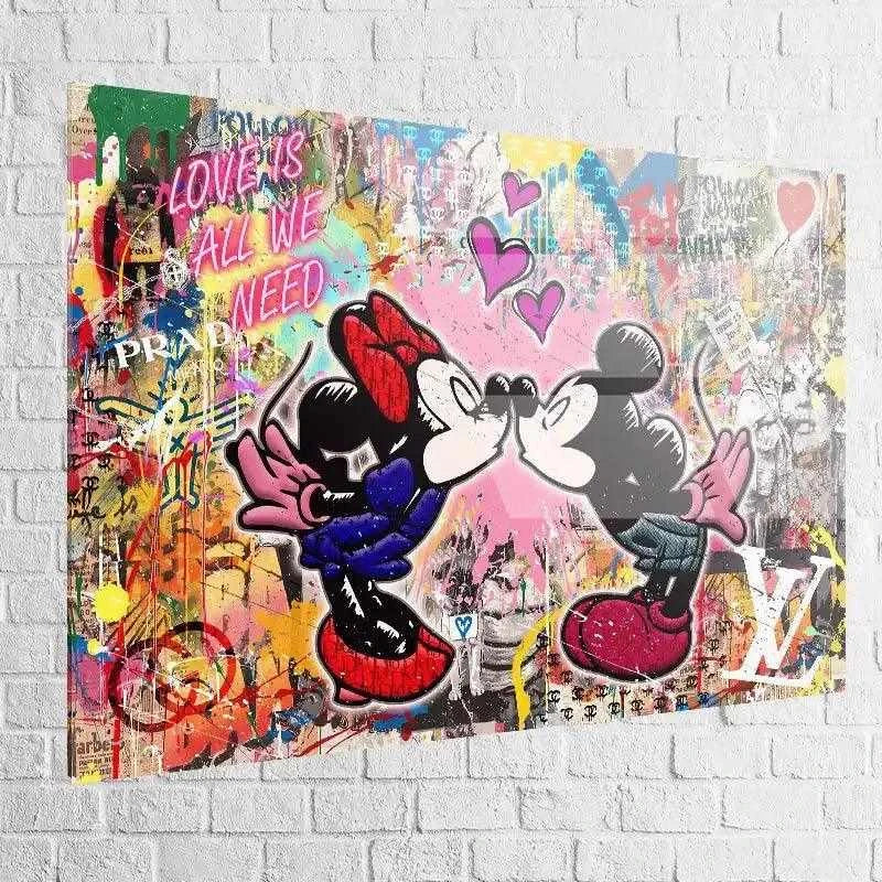 Tableau Street Art Mickey Minnie Love - Montableaudeco
