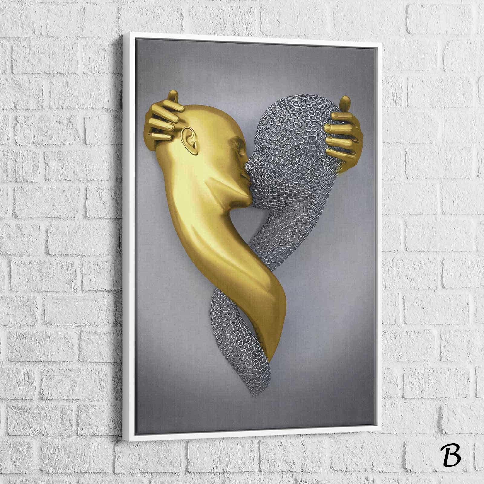 Tableau 3D Un Amour Gris et Or - Montableaudeco