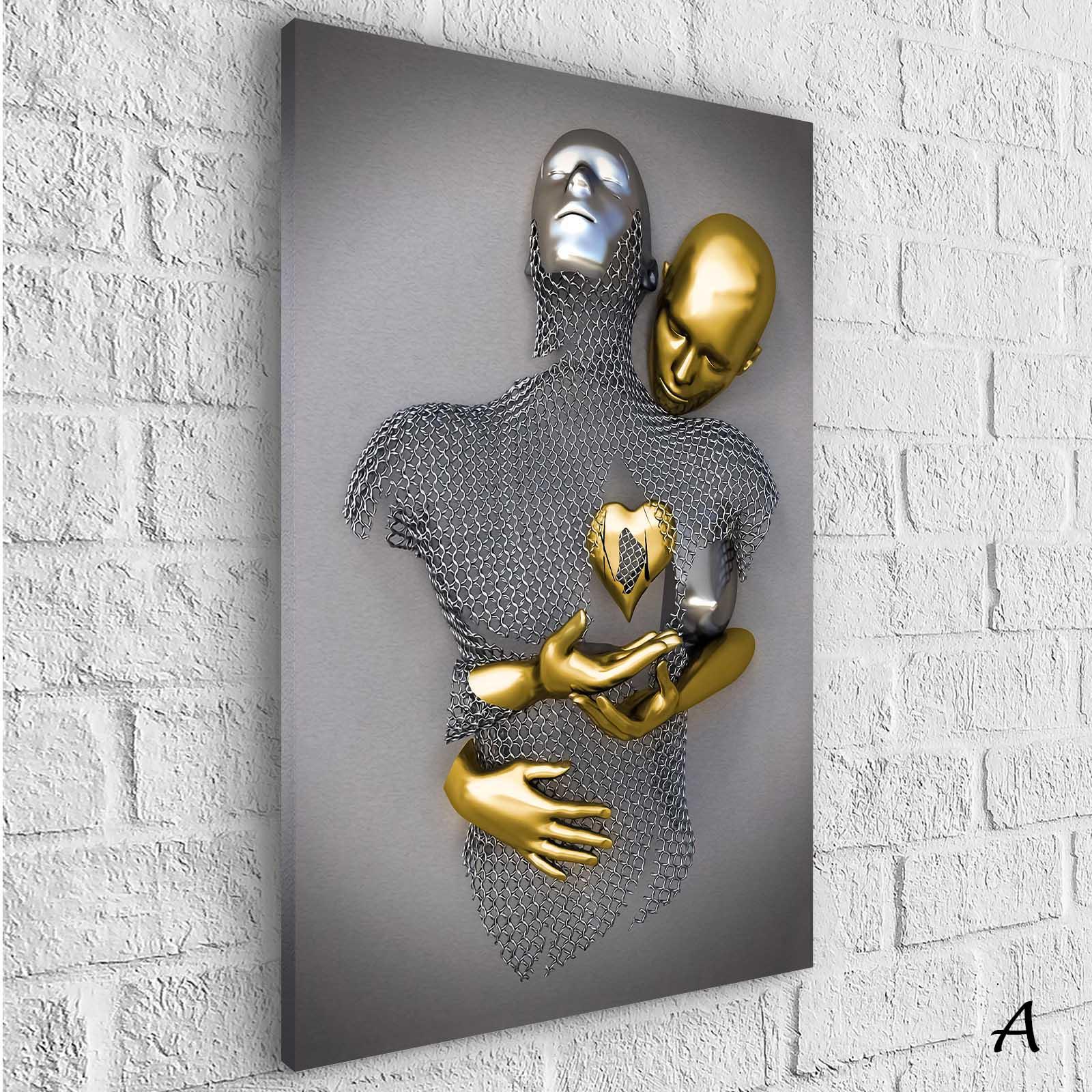 Tableau 3D Un Amour Gris et Or - Montableaudeco