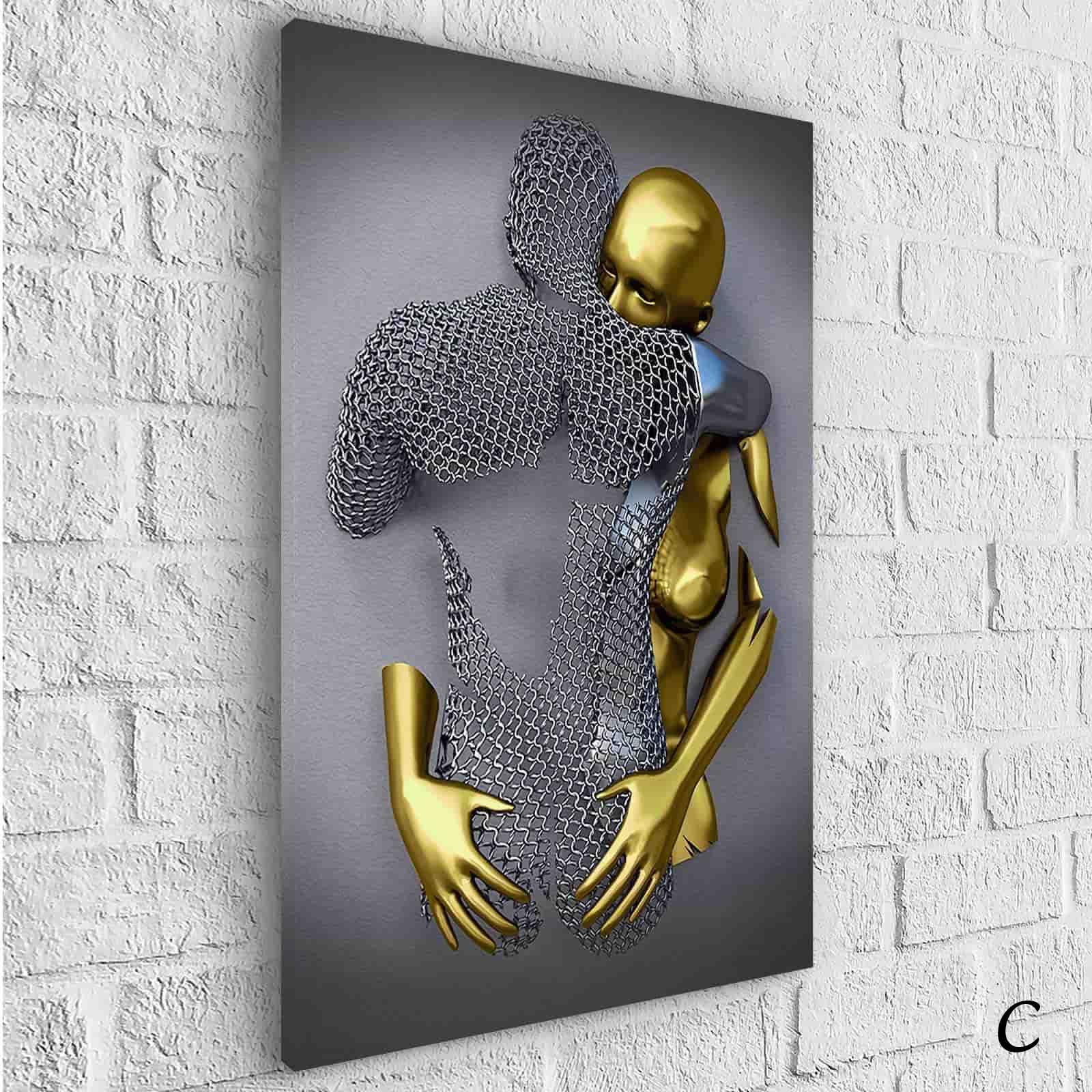 Tableau 3D Un Amour Gris et Or - Montableaudeco