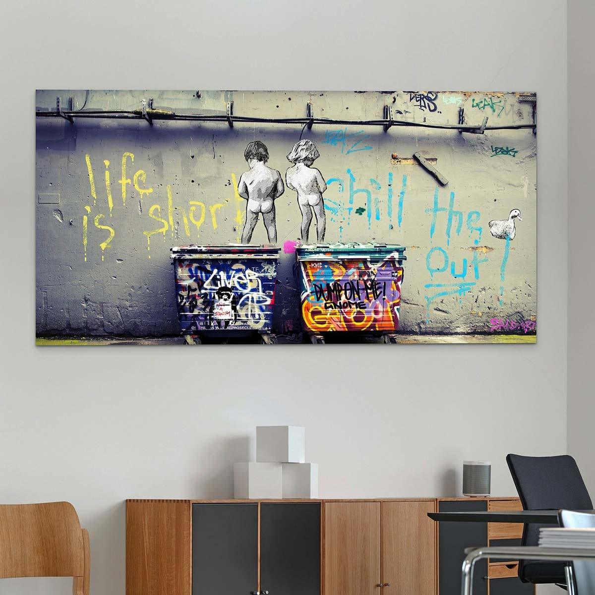 Tableau Banksy Panoramique Life Is Short - Montableaudeco