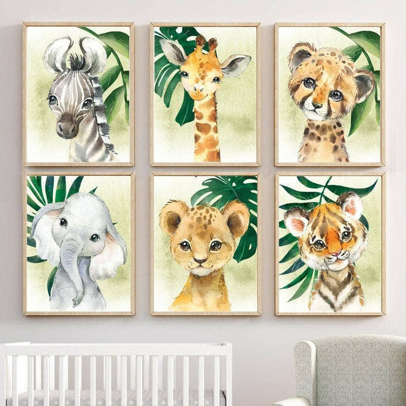 4 Pièces Tableaux sur Toile avec Motif Famille Lion Art Print