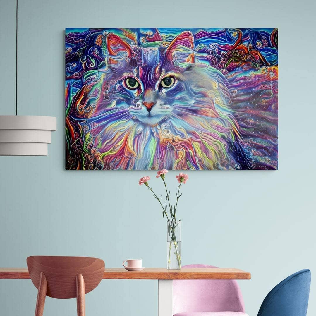 Tableau Chat Au Mille Couleur - Montableaudeco