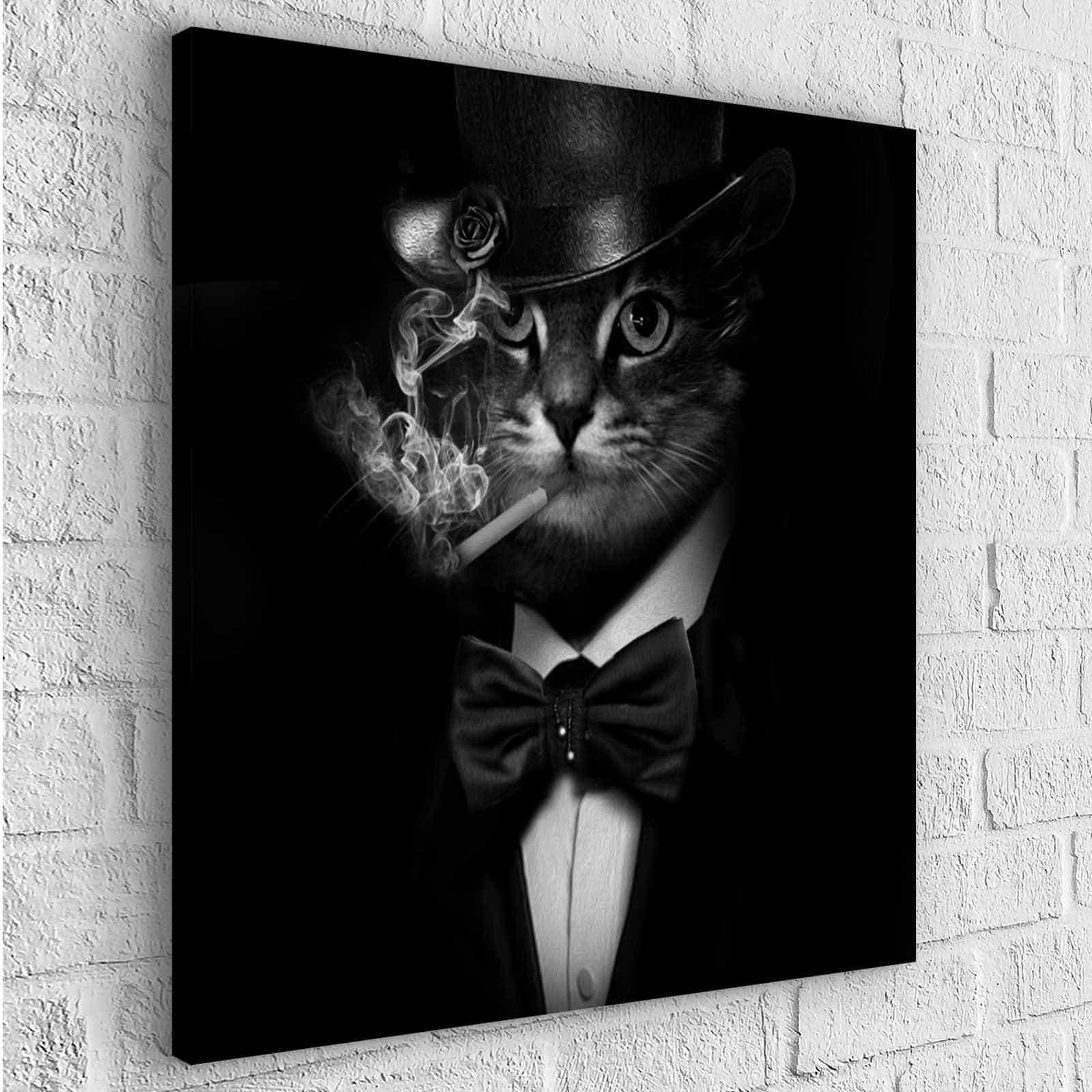 Tableau Chat Noir et Blanc Le Gentleman - Montableaudeco