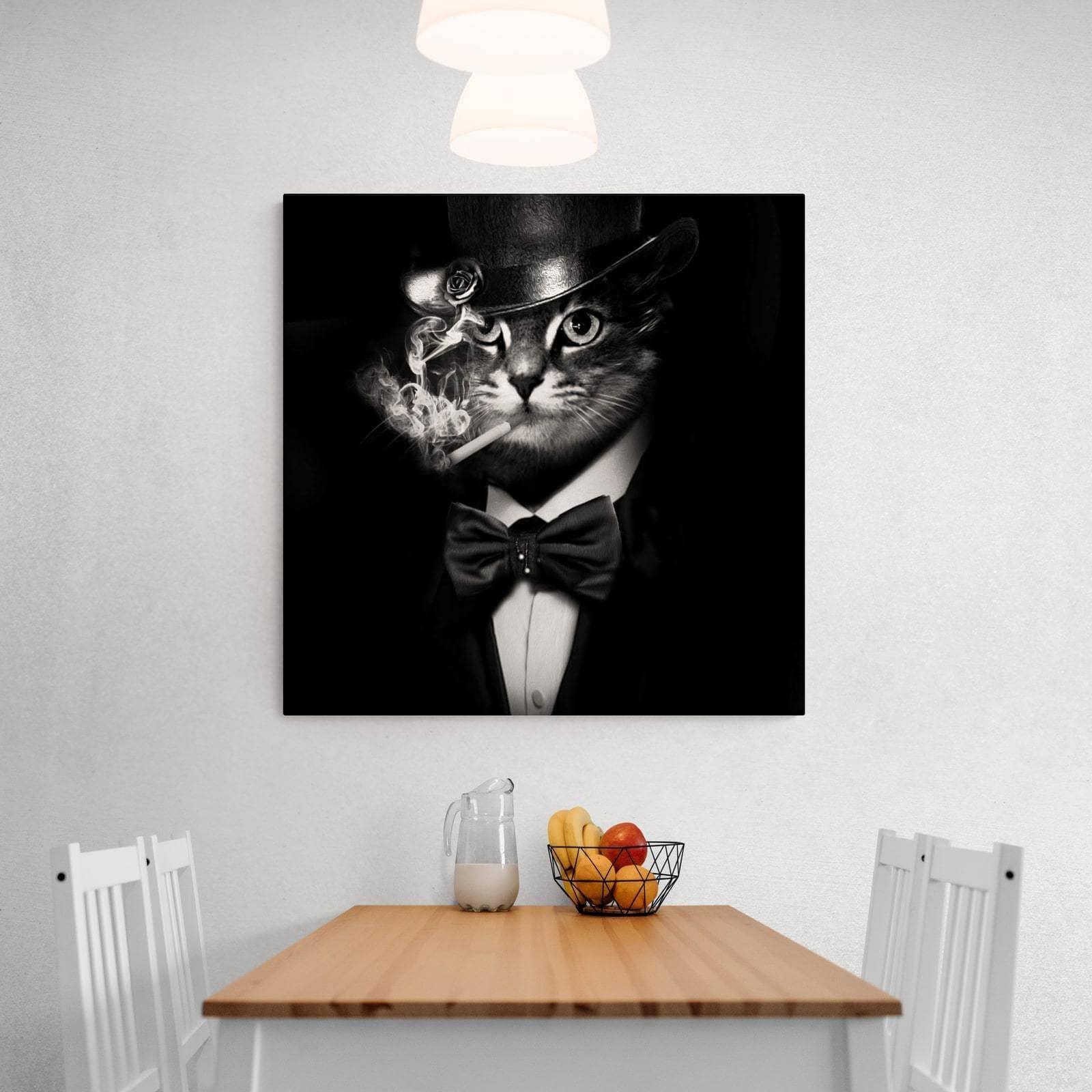 Tableau Chat Noir et Blanc Le Gentleman - Montableaudeco