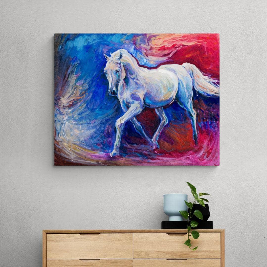 Tableau Cheval Blanc Aquarelle - Montableaudeco