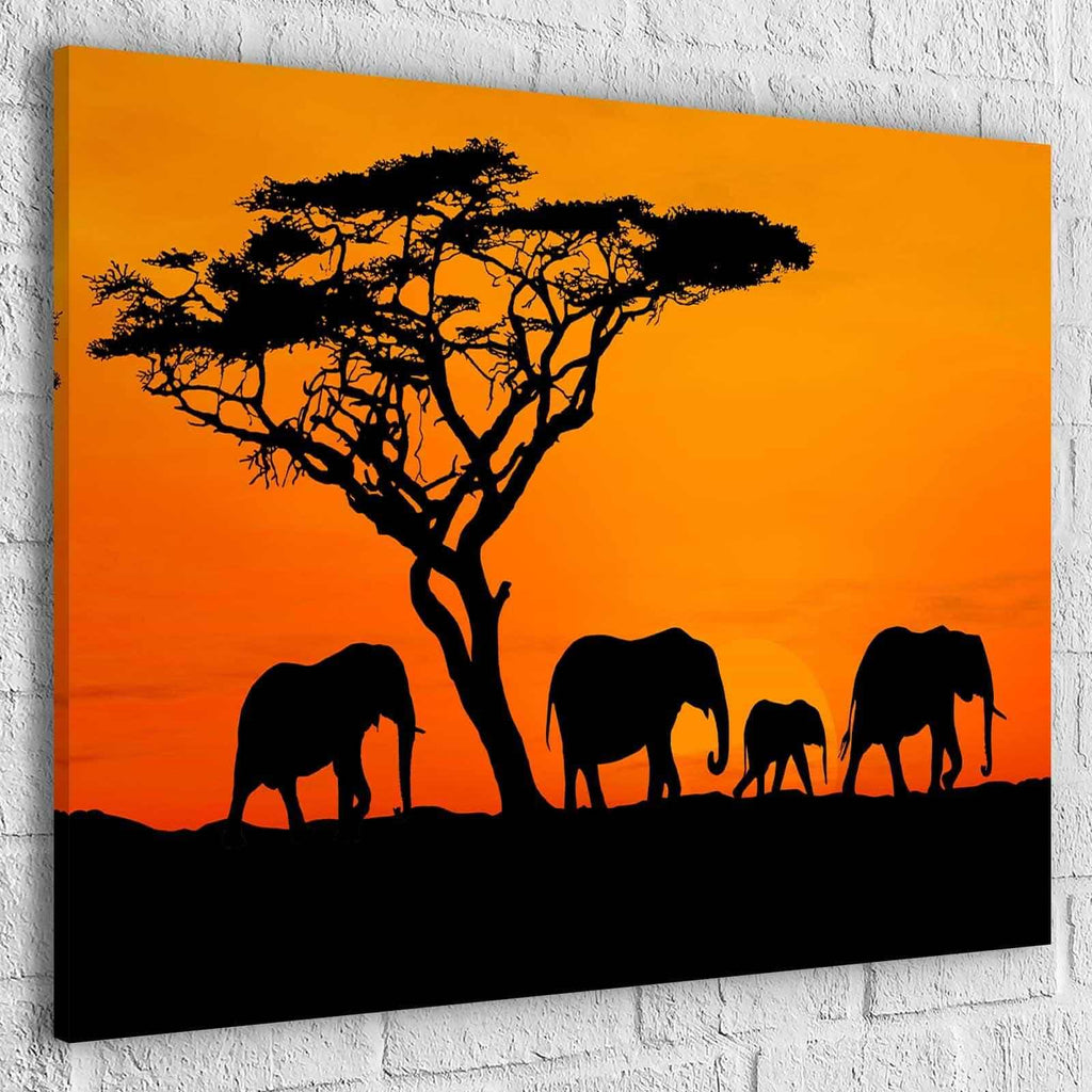 Tableau Eléphant d'Afrique sur coucher de soleil - Montableaudeco