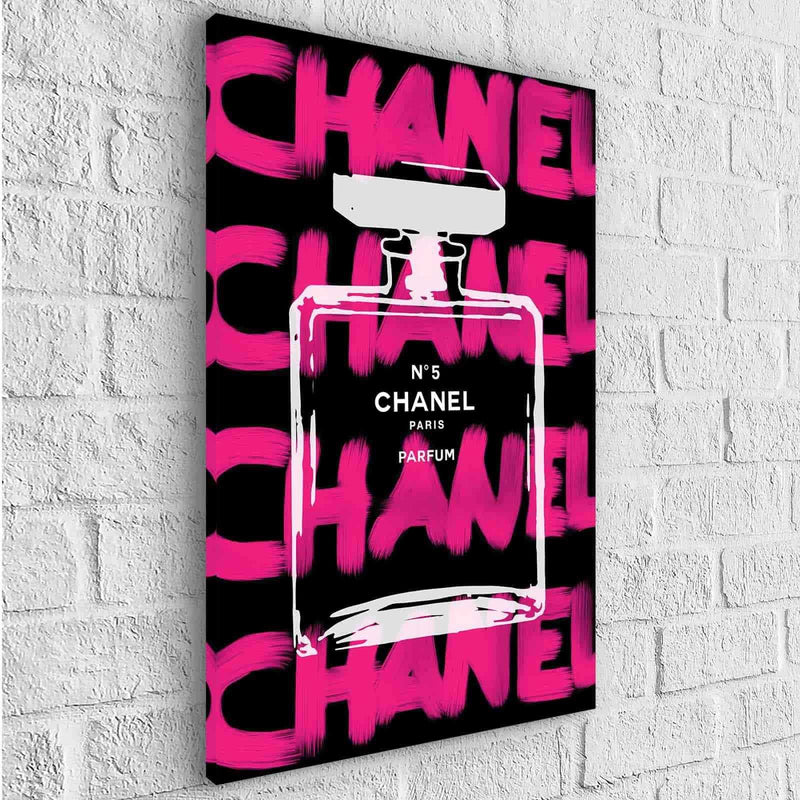 Tableau Fashion Chanel N° 5 Noir Blanc Rose - Montableaudeco