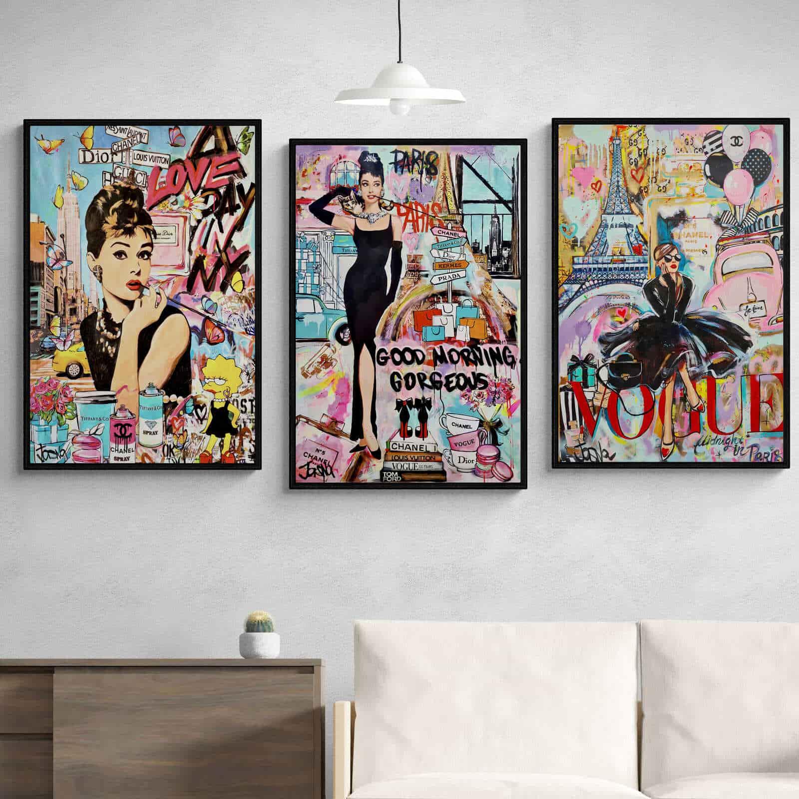 Tableau Fashion Vogue Rétro 3 Pièces - Montableaudeco