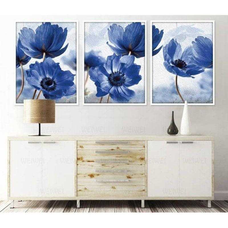 Affiche Fleur Bleue 3 Parties - Montableaudeco