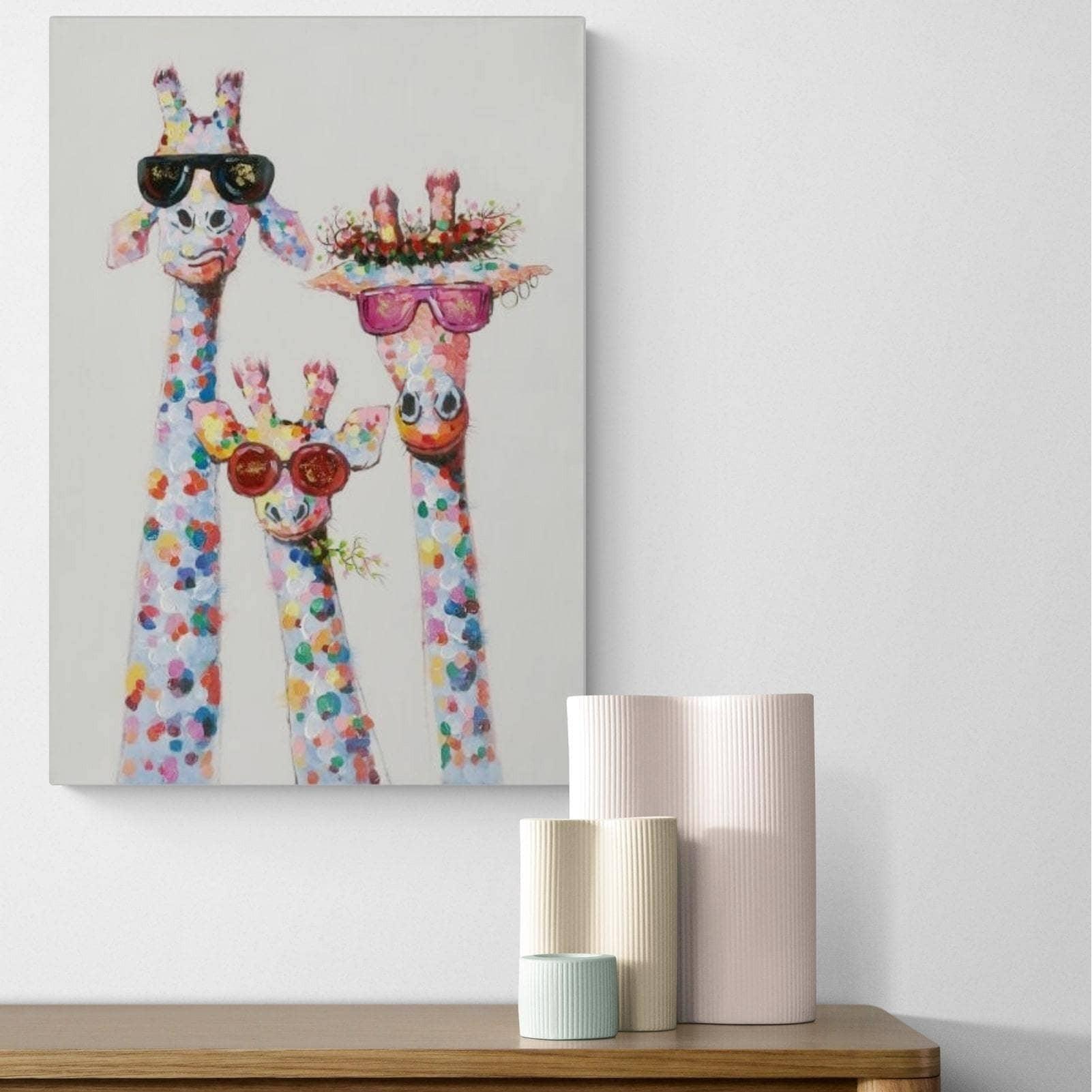 Tableau Girafe Cool Portrait de Famille - Montableaudeco