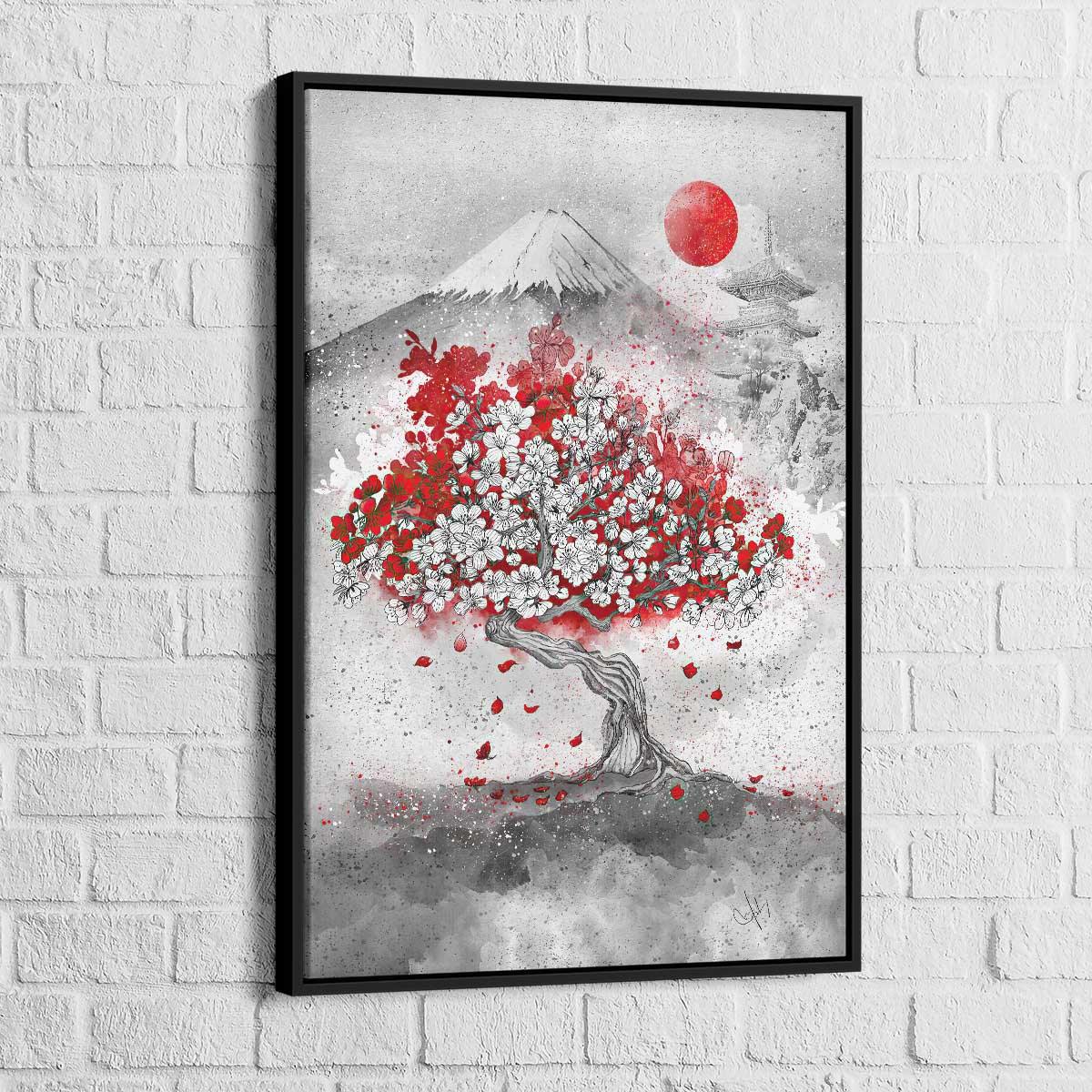 Tableau Japonais Cerisier et Mont Fuji - Montableaudeco