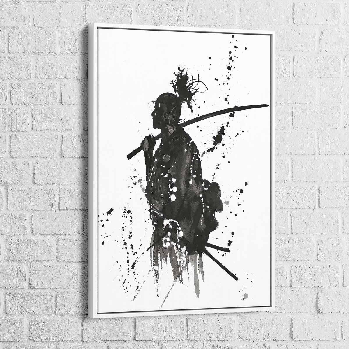 Tableau Japonais Le Samouraï Noir et Blanc - Montableaudeco