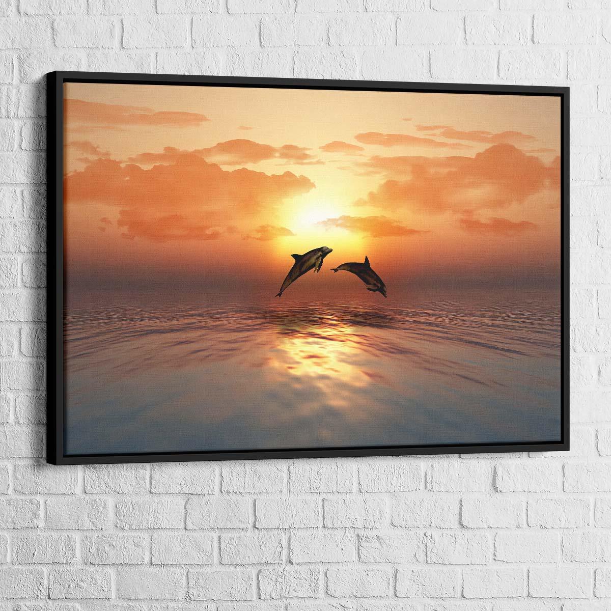 Tableau Les Dauphins Coucher de Soleil - Montableaudeco