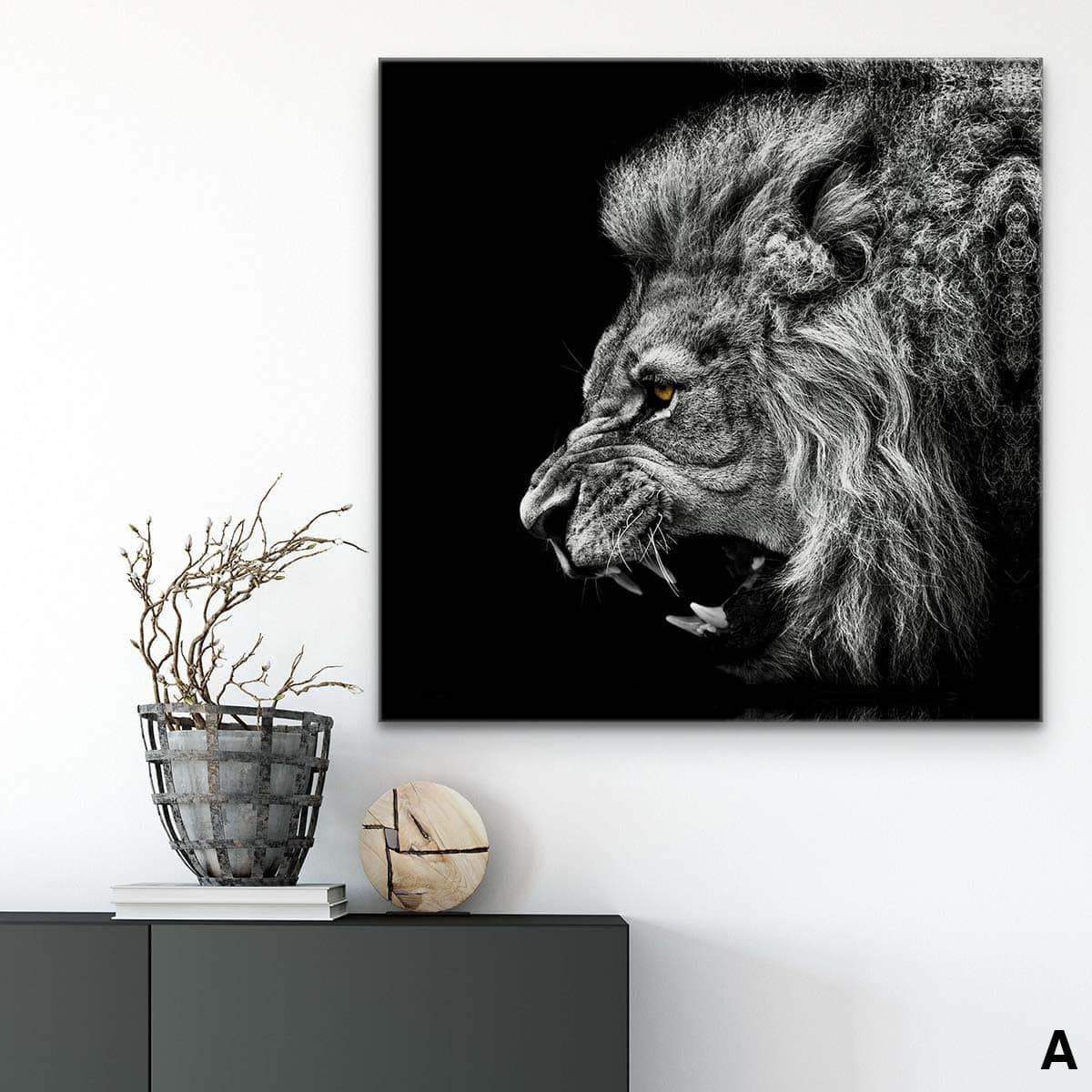 Tableau Lion Noir et Blanc Ensemble 3 Pièces - Montableaudeco