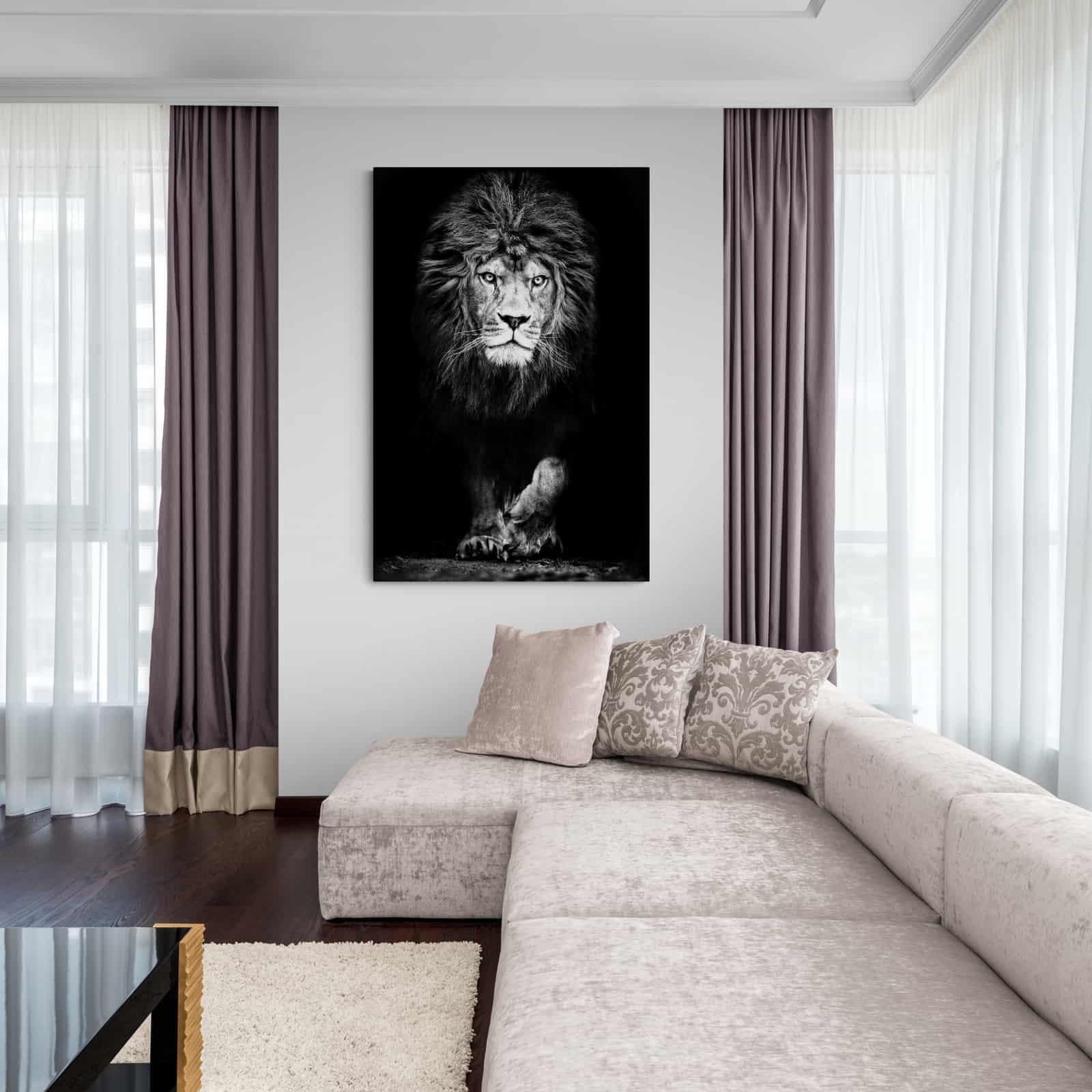 Tableau Lion Noir et Blanc La Force - Montableaudeco