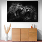 Tableau Lion Noir et Blanc Rugir - Montableaudeco