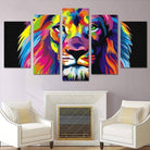 Tableau Lion Pop Art 5 Panneaux - Montableaudeco