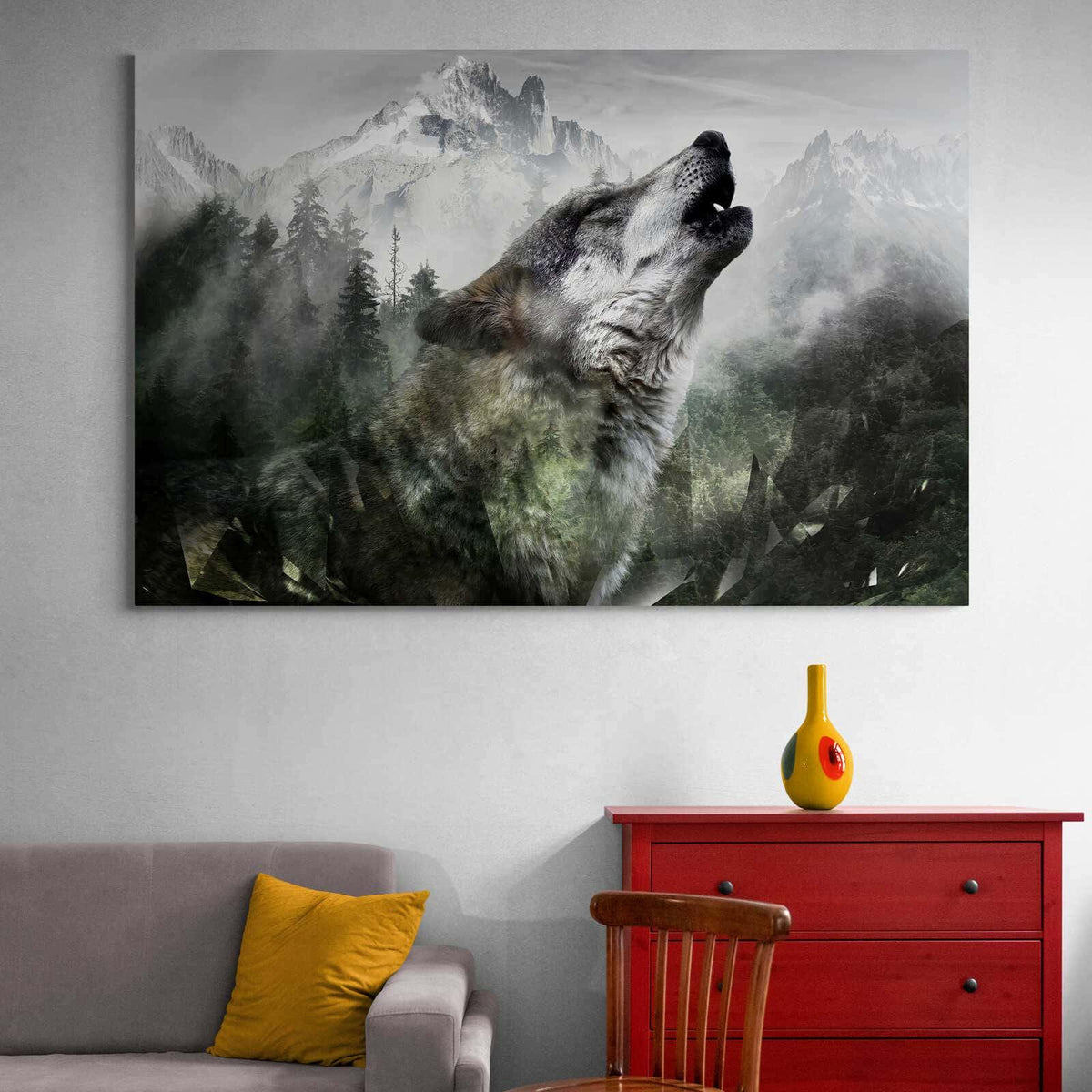 Mountain Wolf Painting | Decoration at Wholesale Prices – Montableaudeco