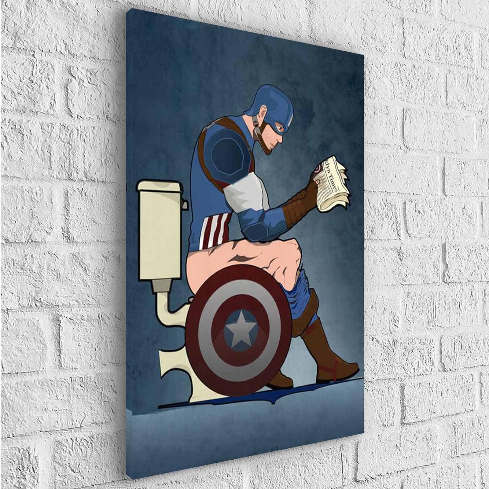 Tableau Marvel Dc Comics Les Héros aux Toilettes - Montableaudeco