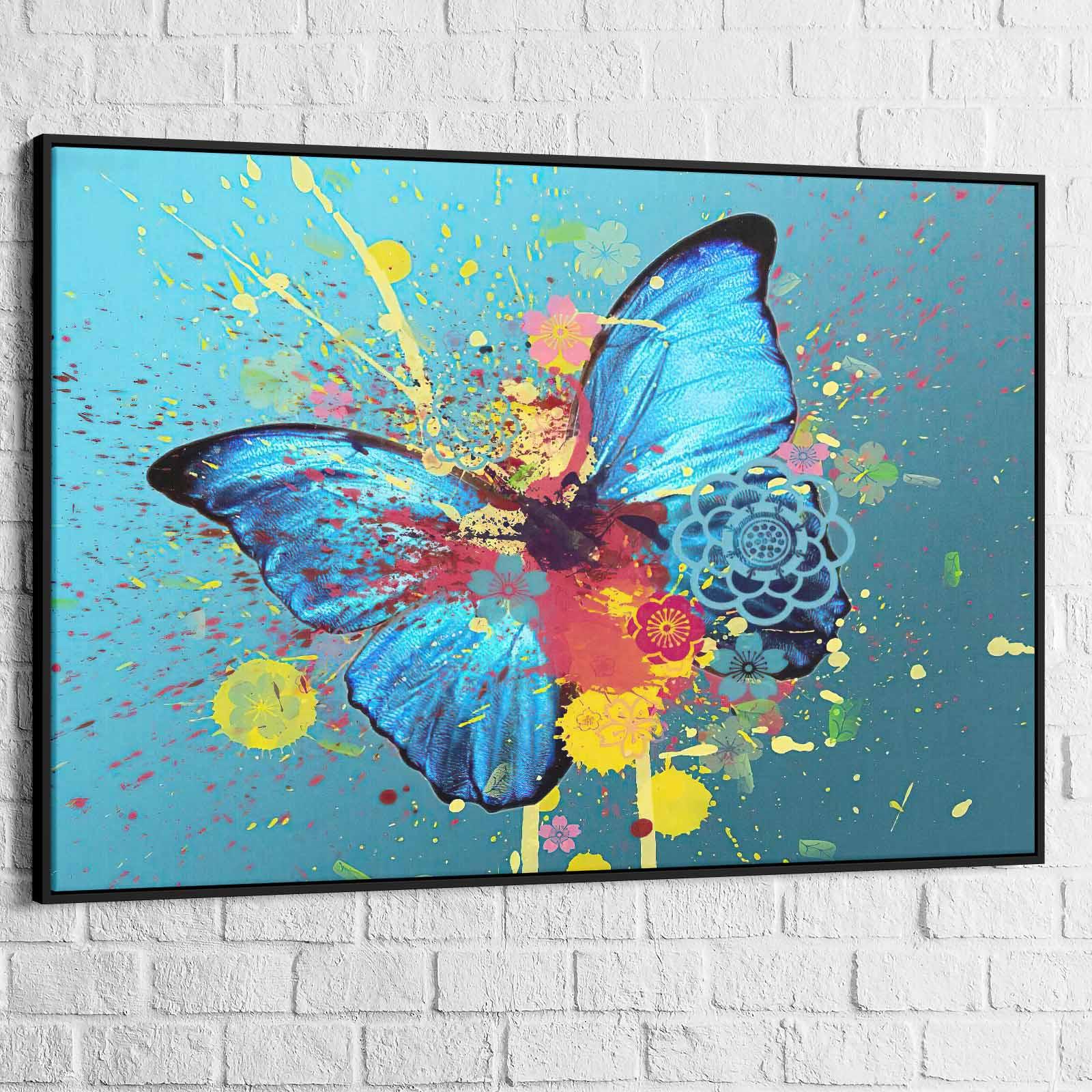 Tableau Papillon Bleu Graffiti - Montableaudeco