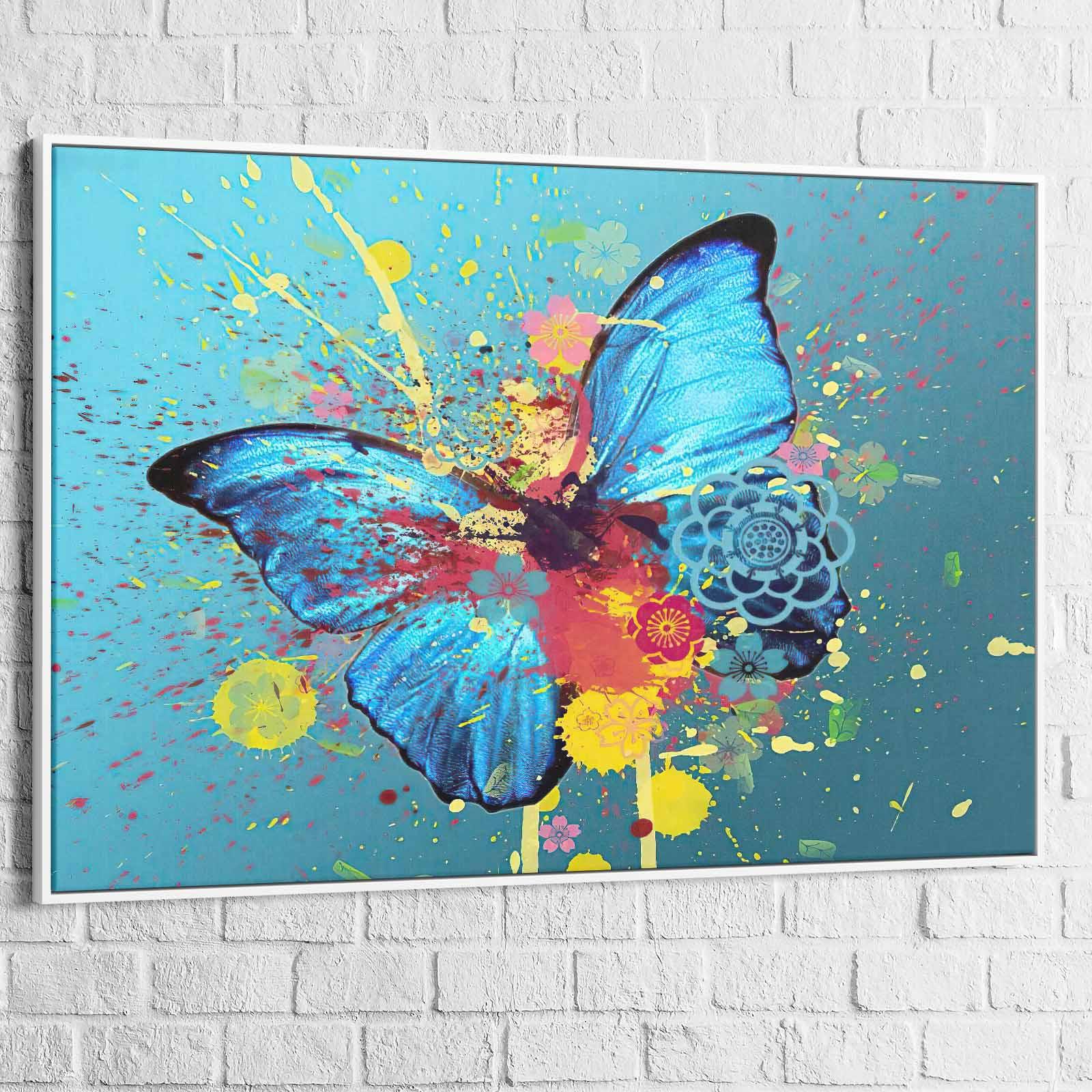 Tableau Papillon Bleu Graffiti - Montableaudeco