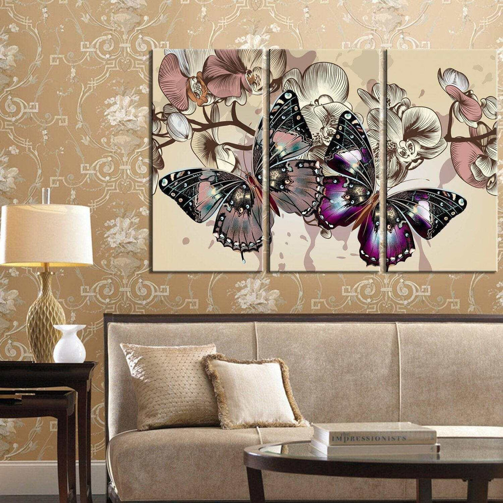 Tableau Papillons 3 4 et 5 Panneaux - Montableaudeco