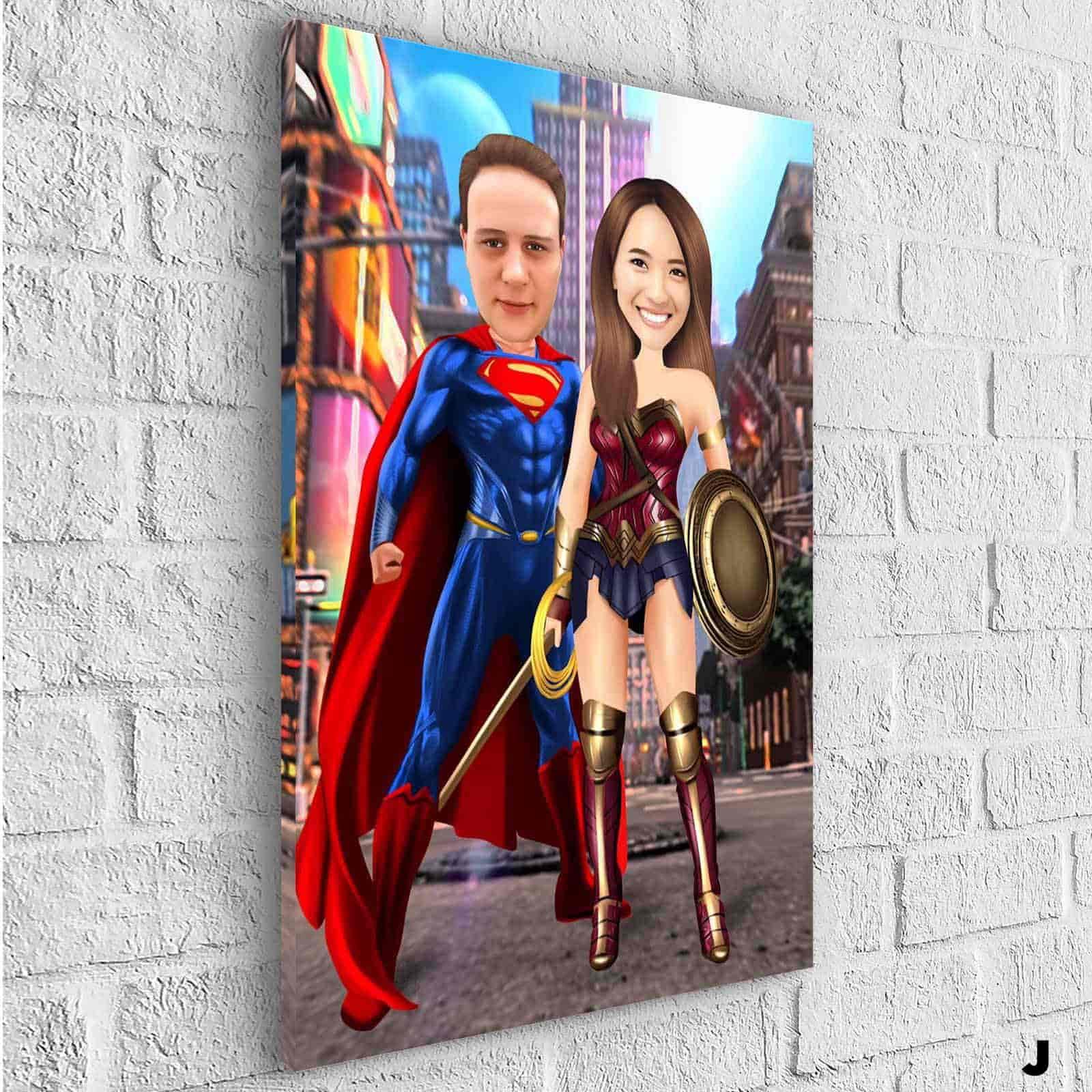 Reproduction sur toile encadrée de personnages de super-héros Marvel -  Décoration murale - 30 x 20 cm - Profondeur : 18 mm