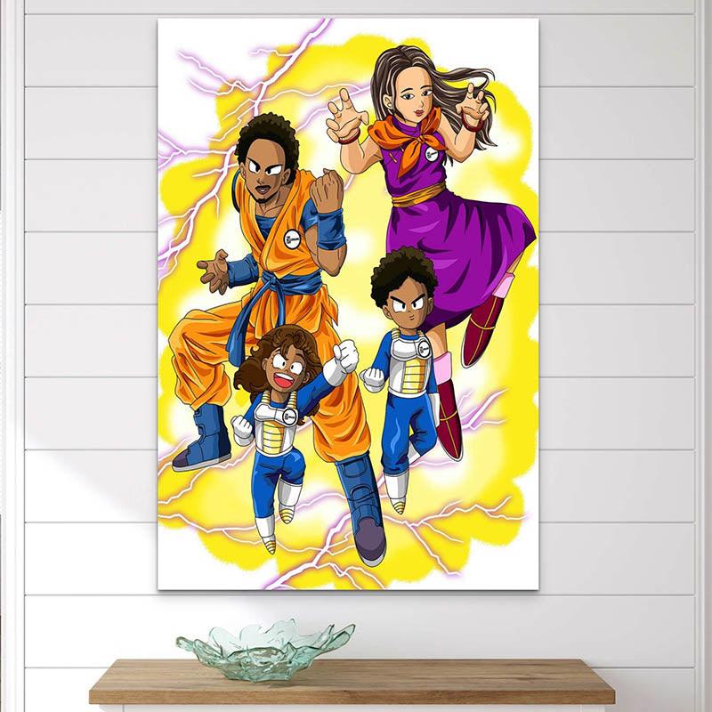 Tableau Personnalisé Dragon Ball 4 Personnages - Montableaudeco