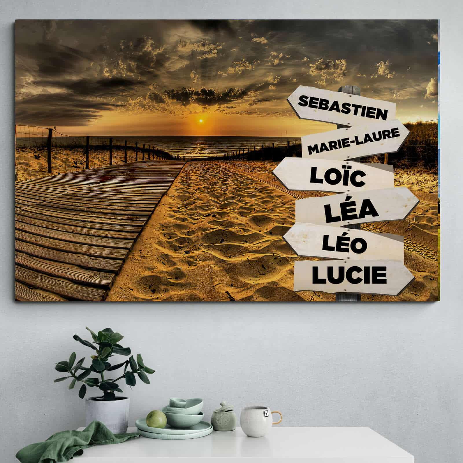 Tableau Personnalisé Prénoms Coucher de Soleil - Montableaudeco